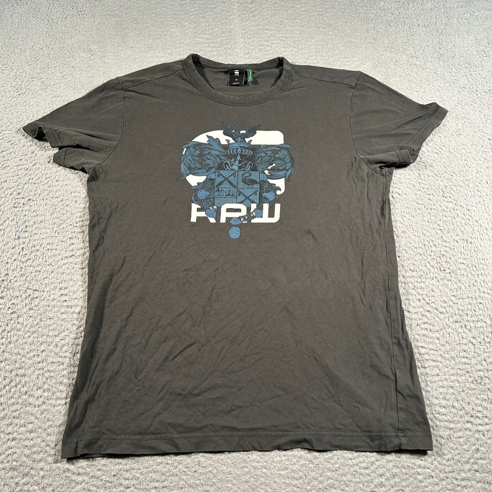 G-Star Raw Shirt Men Size Medium Gray Pullover Tee‎ Short Sleeve Graphic Logo